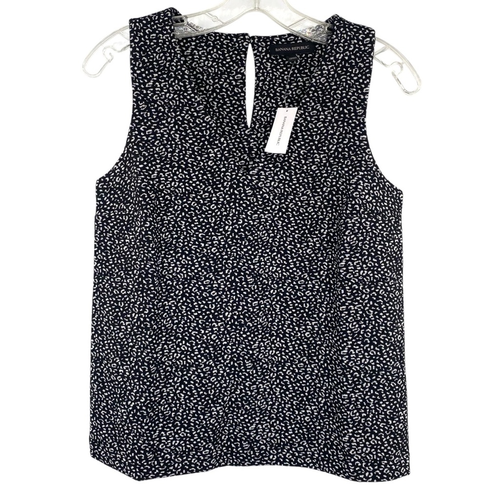 Banana Republic Black Leopard Print Knit Top New